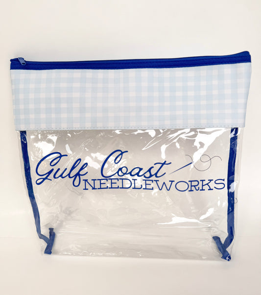 Gulf Coast Needleworks Gingham Project Bag | Medium 11" x 13" Clear Needlepoint WIP Bag