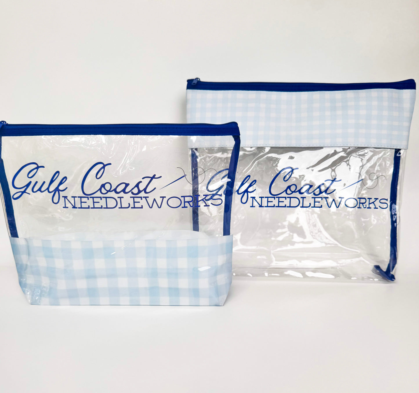 Gulf Coast Needleworks Gingham Project Bag | Medium 11" x 13" Clear Needlepoint WIP Bag
