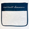 "Current Obsession" Embroidered Needlepoint Project Bag | Large 13" x 15" Clear WIP Bag