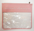 Pink "Current Obsession" Embroidered Needlepoint Project Bag | Large 13" x 15" Clear WIP Bag
