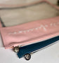 Pink "Current Obsession" Embroidered Needlepoint Project Bag | Large 13" x 15" Clear WIP Bag