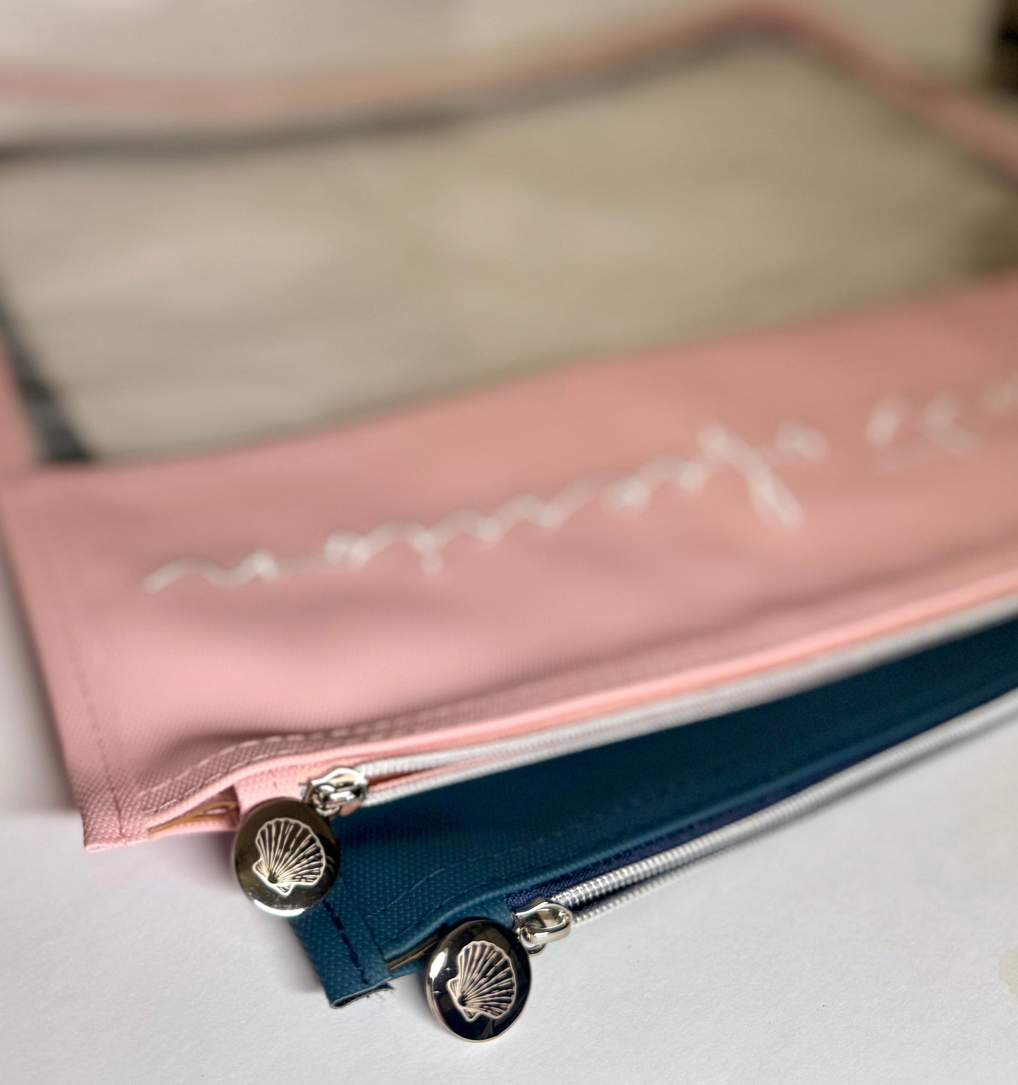 Pink "Current Obsession" Embroidered Needlepoint Project Bag | Large 13" x 15" Clear WIP Bag