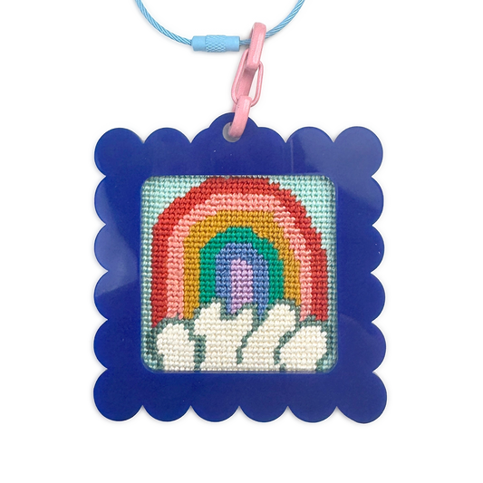 Bag Tag: Large Scallop Square - Pink